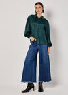 Animal Print Self Stripe Satin Shirt, Green, large
