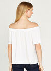 Elasticated Bardot Jersey Top, White, large