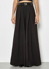 Super Wide Leg Pleat Tailored Trousers, Black, large