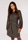 Chevron Mini Dress, Brown, large
