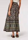 Sarasa Floral Border Maxi Skirt, Navy, large