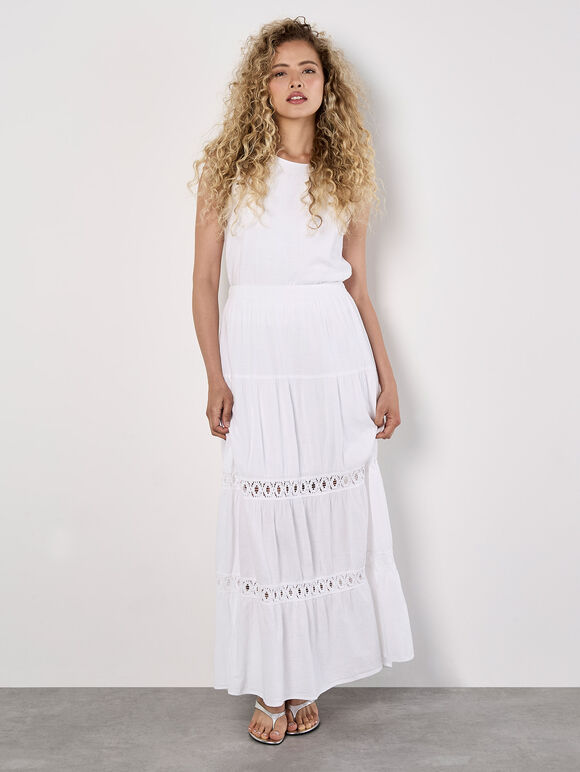 Double Layered Textured Cotton Top, White, large