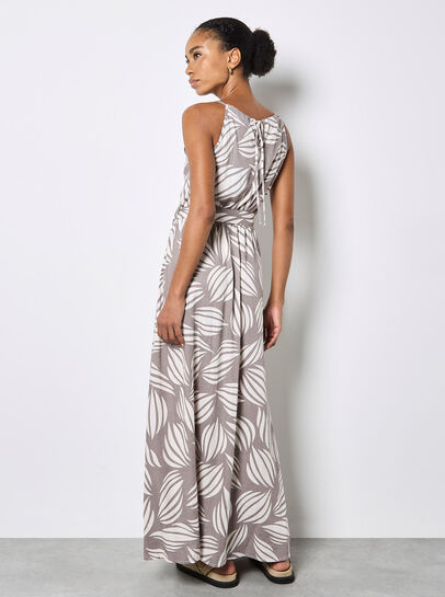 Shell Print High Neck Maxi Dress