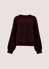 Brushed Bobble Cable Knit Jumper, Plum, large