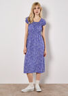 Brush Spot Milkmaid Midi Dress, Purple, large