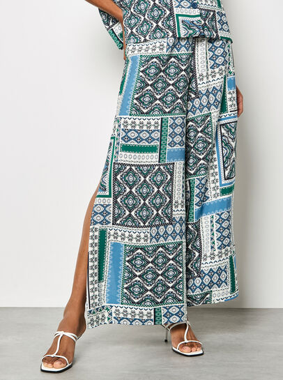 Folk Patchwork Wide Leg Trousers