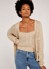 Cable Knit Cardigan, Stone, large