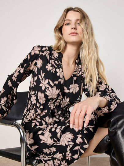 Crinkle Floral Mini Dress