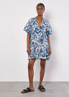 Floral Cotton Mini Dress, Blue, large