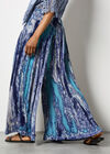 Tie Dye Crinkle Palazzo Trousers, Navy, large