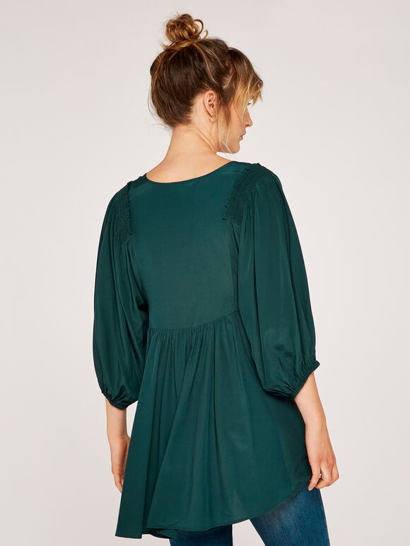 Ruffle Front Top, Green, large