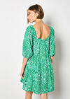 Floral Print Tiered Mini Dress, Green, large