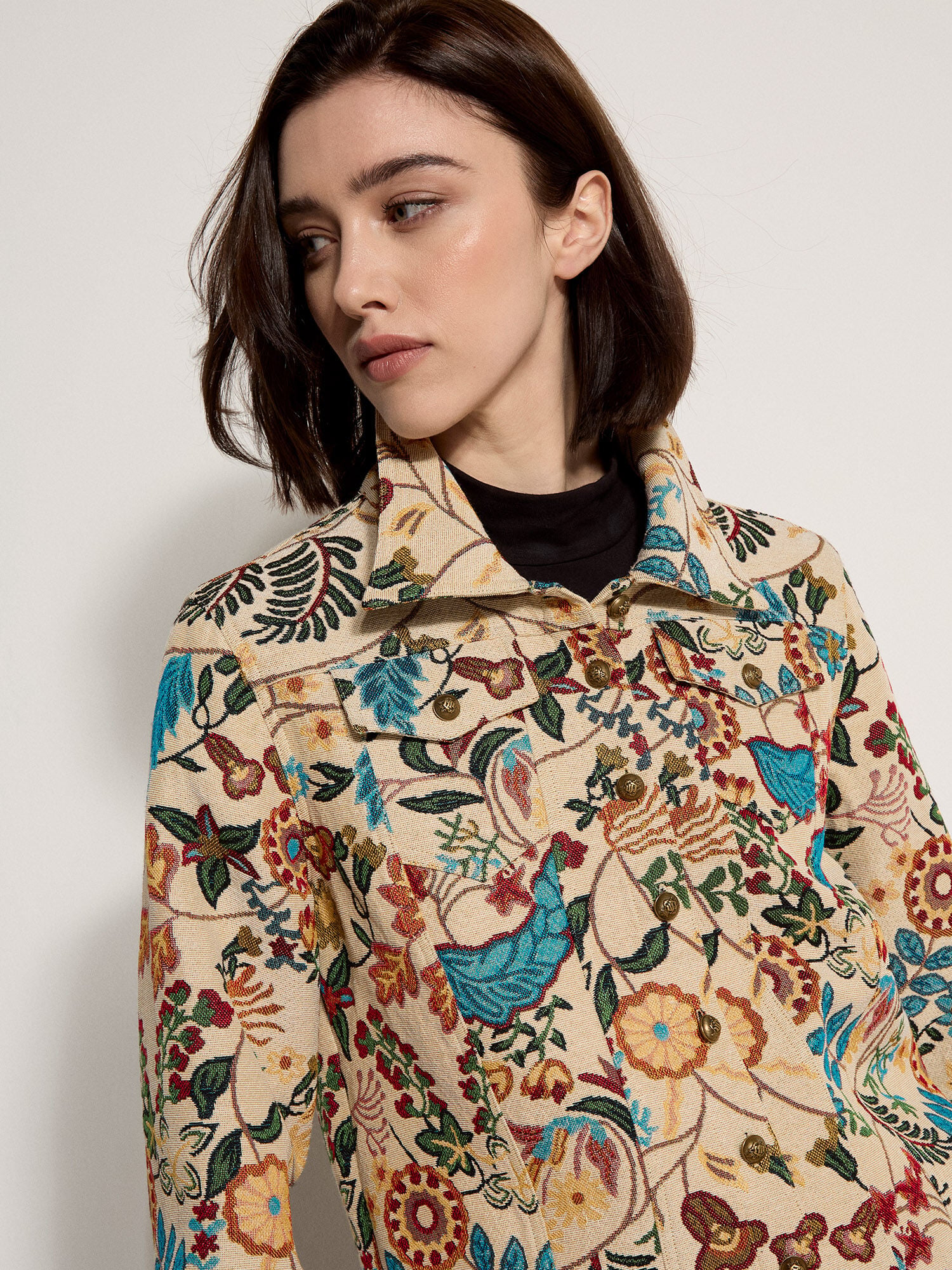 ジャケット・アウター ameri PIXEL FLOWER PRINT SHORT JACKET Barbra Jacket in Flower Print by Lollys Laundry - Last One In