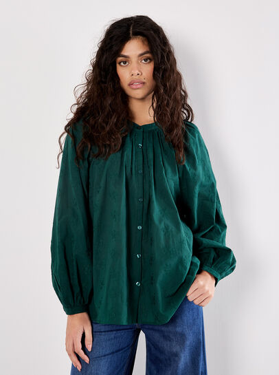 Floral Embroidered Cotton Shirt