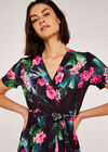 Tropical Wrap Dress, Black, large