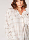 Check Print Oversized Shirt, White, large
