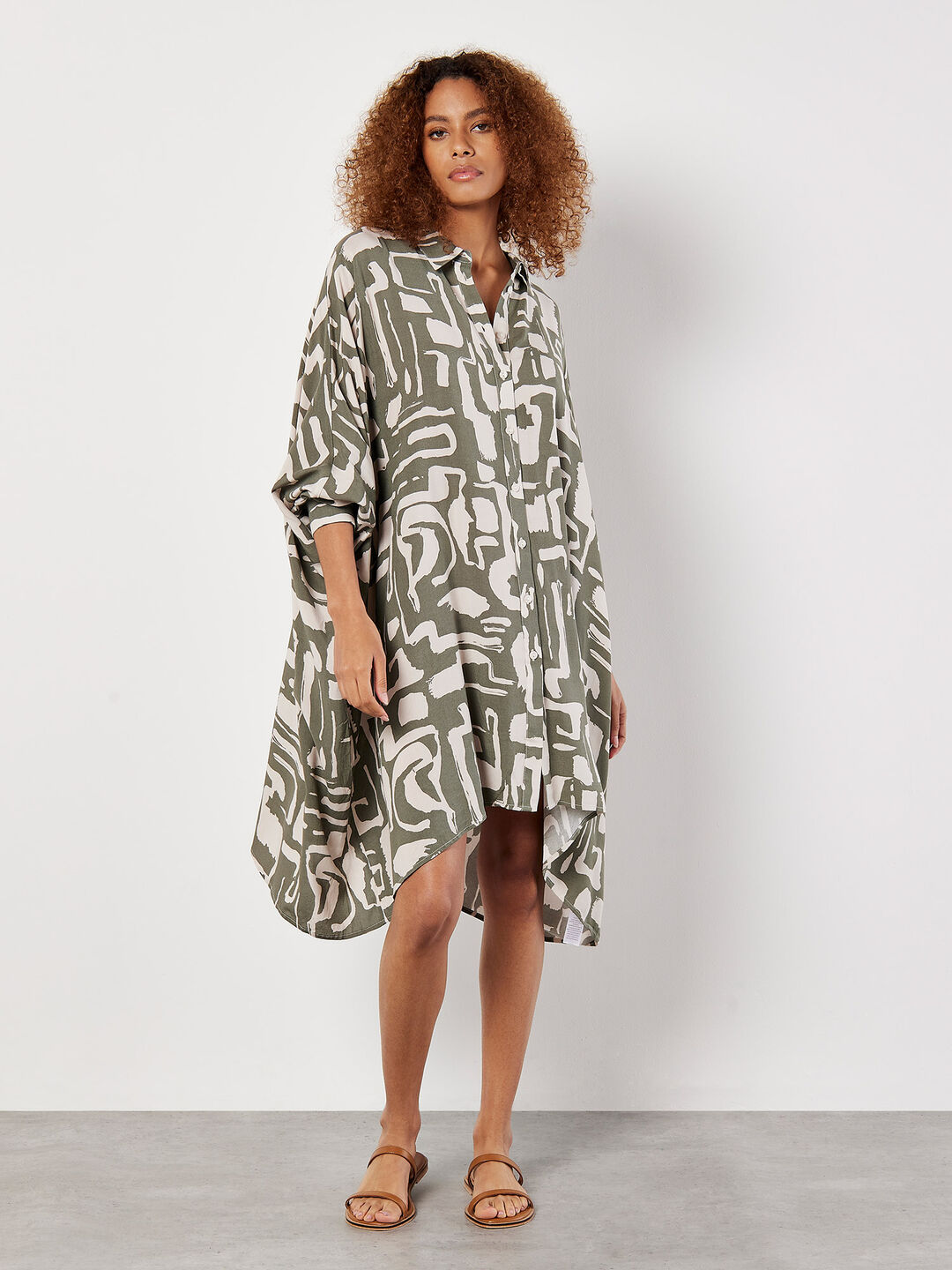 Image of Grecian Geo Oversized Shirt Mini Dress