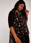 Curve Botanical Print Top, Black, large