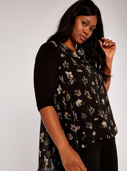 Curve Botanical Print Top