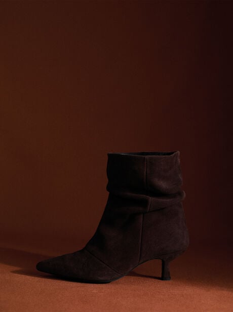 Slouchy Suede Kitten Heel Boots