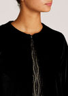 Black Velvet 3/4 Sleeve Light Jacket, Black, large