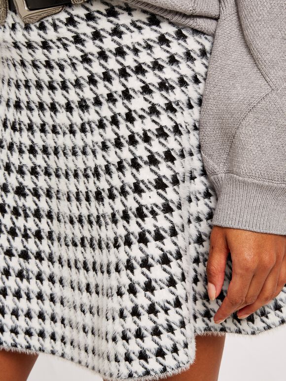 Dogtooth Mini Skirt, Cream, large