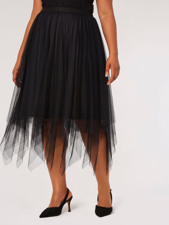 Curve Tulle Midi Tutu Skirt, Black, large