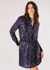 Sequin Shirt Mini Dress, Black, large