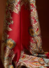 Printed Satin Scarf, Red, large