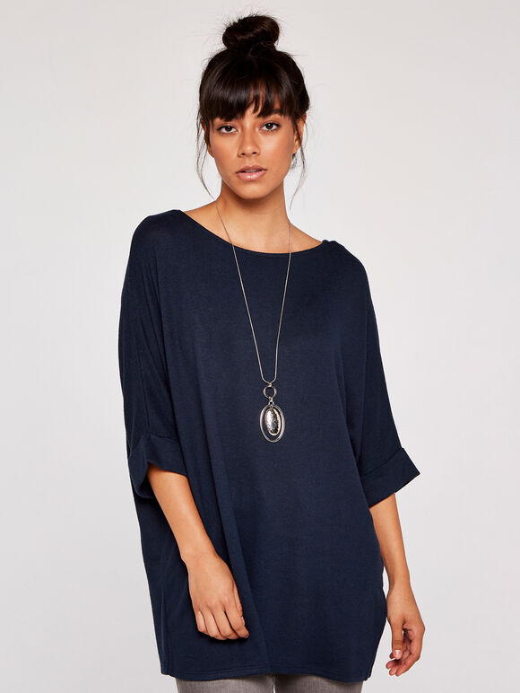 Batwing Top, Navy, large