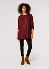 Ribbed Side Split Top, Burgundy, large