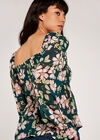 Ruffle & Smock Soft Floral Top, Green, large