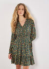 Ditsy Floral Shimmer Mini Dress, Green, large