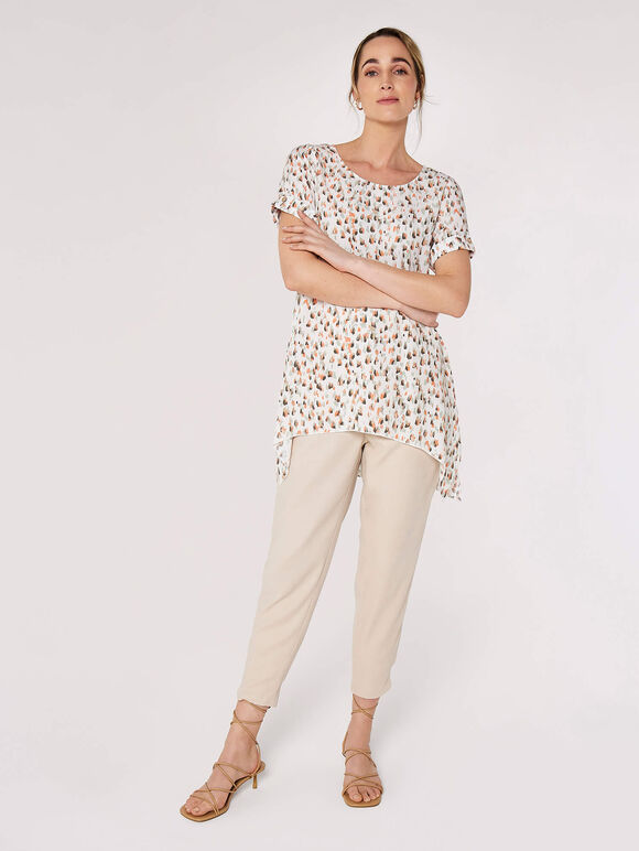 Brushstroke Tunic Top, Cream, large