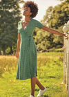 Daisy Dot Wrap Dress, Green, large
