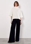 Waffle Knit Mock Neck T-Shirt, Cream, large
