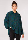 Oversized Animal Print Shirt, Blue, large