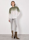 Embroidered Leaf Ombre Cotton Shirt, Khaki, large