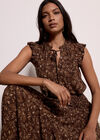 Painterly Paisley Ruffle Top, Brown, large