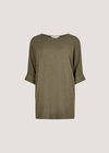 Soft-Touch Batwing Waffle Knit Top, Khaki, large