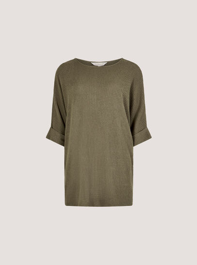 Soft-Touch Batwing Waffle Knit Top