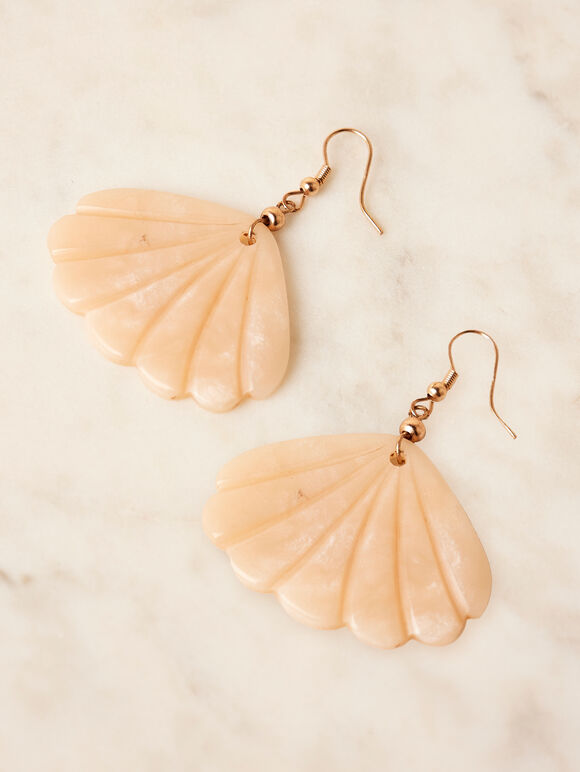 Shell Drop Earrings, Stone, large