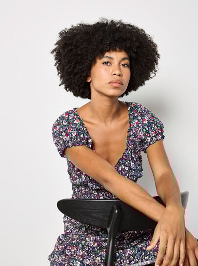 Ditsy Floral Milkmaid Midi Dress