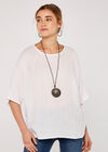 Waffle Batwing Necklace Top, Cream, large