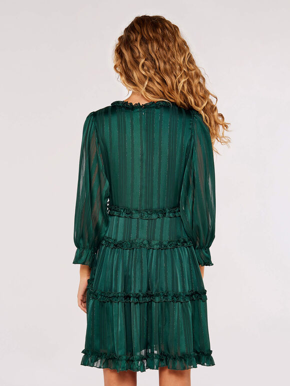 Ruffle Tiered Mini Dress, Green, large