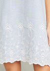 Blue Embroidered Hem Dress, Blue, large