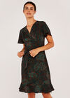 Camouflage Animal Dot Wrap Dress, Green, large