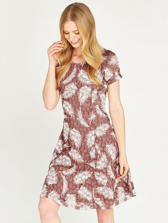 Fern Print Skater Dress, Lilac, large