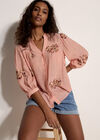 Floral Paisley Embroidered Blouse, Pink, large