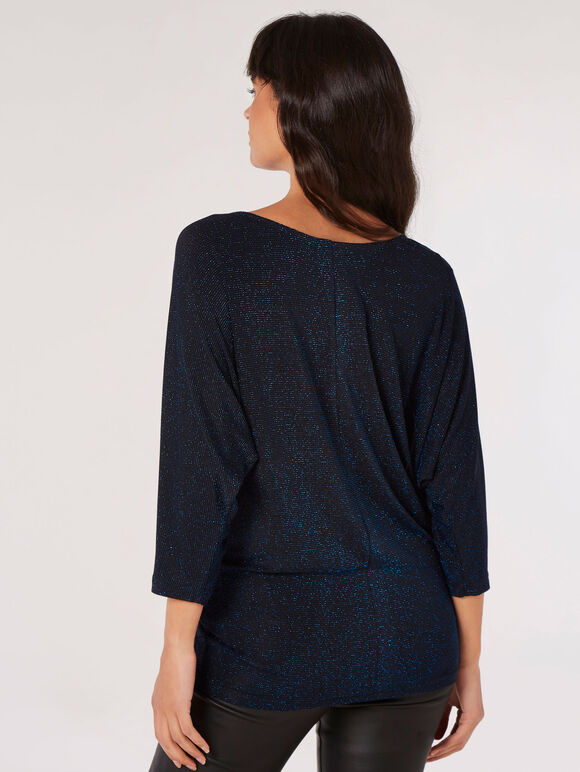 Metallic Shimmer Batwing Top, Blue, large